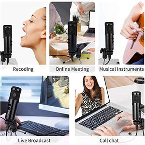 USB Microphone for Computer, Condenser Microphone Plug &Play Desktop Podcast Microphone for Gaming Recording Streaming Videos Chatting Skype YouTube, Compatible with Windows/Mac