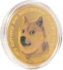 Gold Dogecoin Coin Doge Commemorative Coin Crypto Currency 2021 Limited Edition Collectible Coin with Display Case