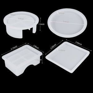 Silicone Coaster Molds, Resin Coaster Molds Kit with 10pcs Square and Round Coaster Molds Set, Upgrade Coaster Holder Epoxy Resin Molds for Resin Casting, Cups Mats, Home Decoration
