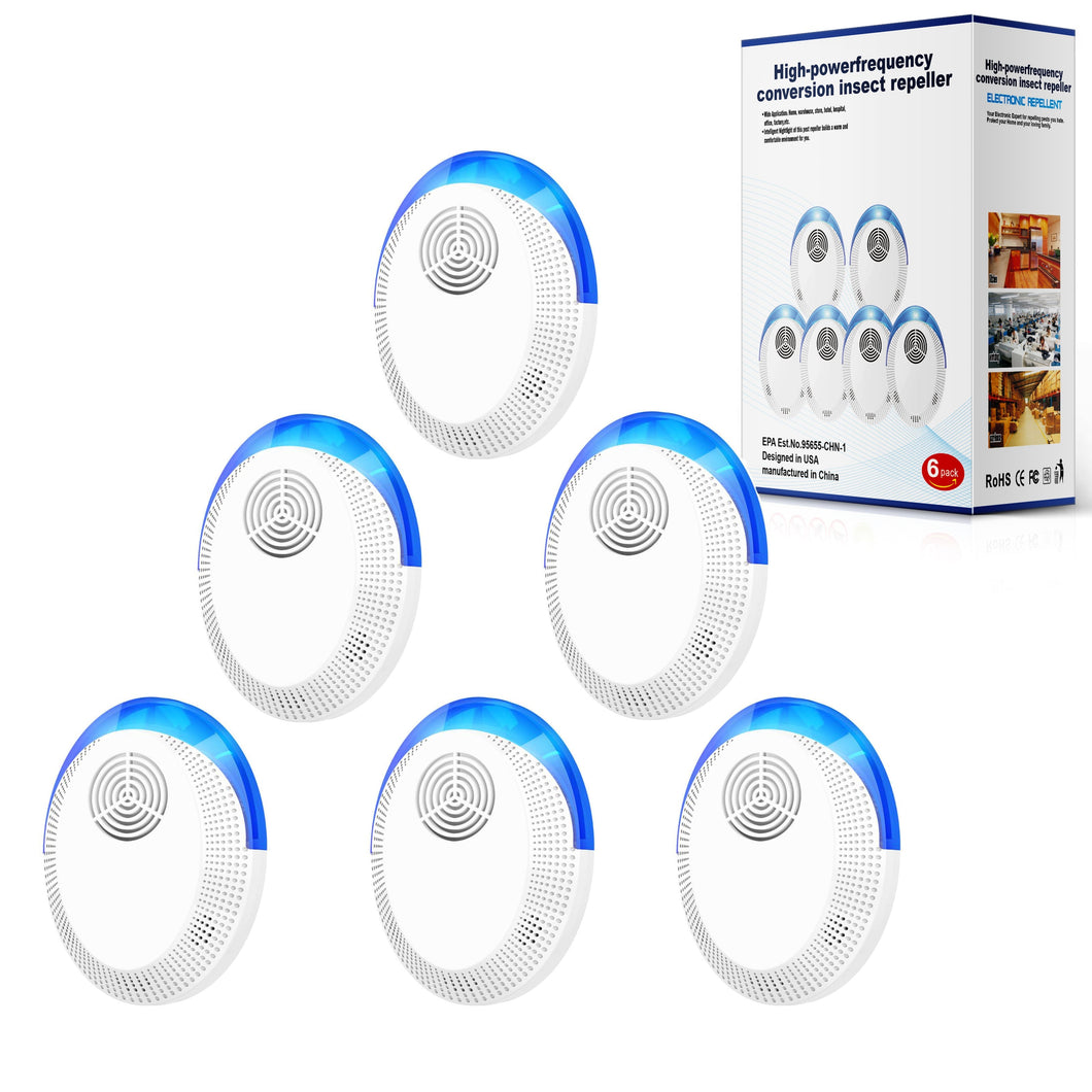 Ultrasonic Pest Repeller, 6 Packs, Electronic Indoor Pest Repellent Plug in for Insects, Pest Control for Living Room, Garage, Office, Hotel