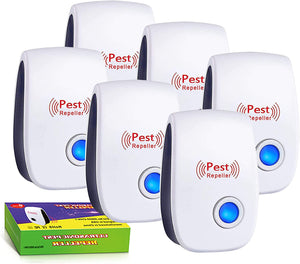 Oyhomop Ultrasonic Pest Repeller 6 Pack, Mouse Spider Roach Repellent House Indoor Pest Control Device Plug in Wall, Get Rid of Bug Ant Insect Rodent