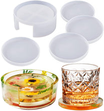Load image into Gallery viewer, Coaster Resin Molds, 4PCS Coaster Silicone Molds for Epoxy Resin with Storage Box Mold, Upgraded Coaster Molds for Resin Casting, Epoxy Resin Molds for DIY Resin, Cups Mats, Home Decoration