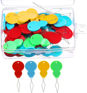 24 Pieces Gourd Shaped Plastic Needle Threaders, Plastic Wire Loop DIY Needle Threader Hand Machine Sewing Tool for Sewing Crafting with Clear Box, 4 Colors Random