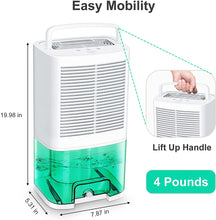 Load image into Gallery viewer, Upgraded Dehumidifiers for Home (550 Sq.ft), Small Portable Dehumidifier with Drain Hose and 64oz Water Tank , Ideal for Basements Bedroom Bathroom Closet Kitchen RV