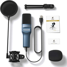 Load image into Gallery viewer, USB Microphone, Computer Cardioid Condenser PC Gaming Mic with Tripod Stand &amp; Pop Filter for Streaming, Podcasting, Vocal Recording, Compatible with Laptop Desktop Windows Computer, TC-777