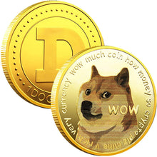 Load image into Gallery viewer, Dogecoin Coin,2PCS Gold Doge Coin Token with Display Stand,Virtual Currency Commemorative Golden Test Doge Cryptocurrency Coin Gift