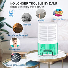 Load image into Gallery viewer, Upgraded Dehumidifiers for Home (550 Sq.ft), Small Portable Dehumidifier with Drain Hose and 64oz Water Tank , Ideal for Basements Bedroom Bathroom Closet Kitchen RV