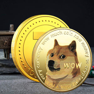 4 Pcs Gold Dogecoin Commemorative Coin Gold Plated Doge Coins Limited Edition Collectible Coin with Protective Case (1oz)