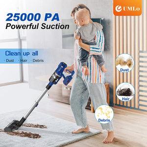 Atefa Cordless Vacuum Cleaner, Stick Vacuum with 265W 25Kpa Powerful Suction, Up to 60min Runtime,8 in 1 LED Lightweight Vacuum for Pet Hair Carpet Hard Floor,UMLoV111