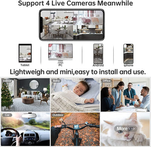 Hidden Spy Camera Mini 1080P Wireless WiFi Camera with Audio and Live Video Home Security Surveillance Cam Car Nanny Cam, Portable Baby Monitor Cameras with APP Control for Indoor Outdoor