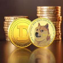 Load image into Gallery viewer, 4 Pcs Gold Dogecoin Commemorative Coin Gold Plated Doge Coins Limited Edition Collectible Coin with Protective Case (1oz)