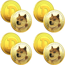 Load image into Gallery viewer, 4 Pcs Gold Dogecoin Commemorative Coin Gold Plated Doge Coins Limited Edition Collectible Coin with Protective Case (1oz)