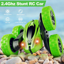 Load image into Gallery viewer, Remote Control Car, RC Cars Stunt Car Toy, 4WD 2.4Ghz Double Sided 360° Rotating RC Car with Headlights, Kids Xmas Toy Cars for Boys/Girls (Green)