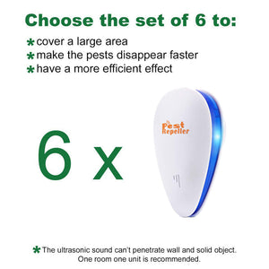 KINDALAND Ultrasonic Pest Repeller, 6 Packs Pest Repellent Plug in, Ultrasonic Pest Control, Indoor for Home, Bedroom,Bathroom, Living Room, Kitchen, Office, Warehouse